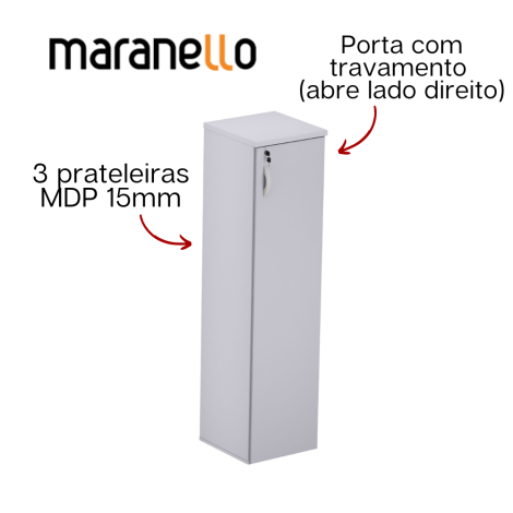 Armário Alto - 1 Porta - Direita - MDP 25mm - 412mm x 420mm x 1595mm M25 MARANELLO